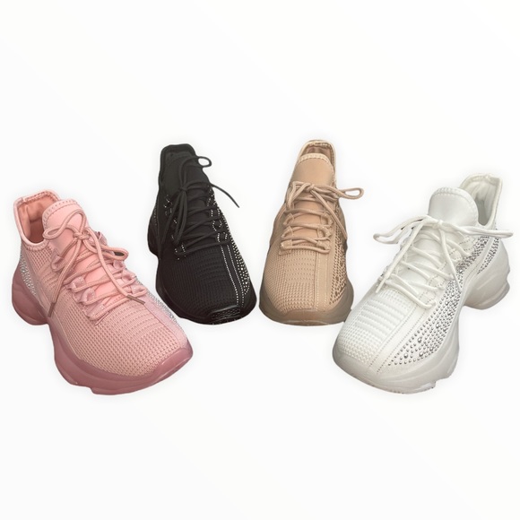 Beige Glitzy Rhinestone Embellished FlyKnit - Picture 7 of 10